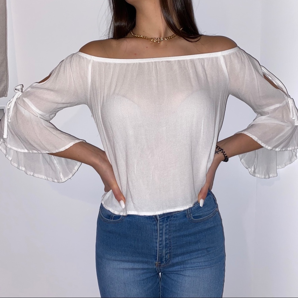 Off the shoulder white blouse